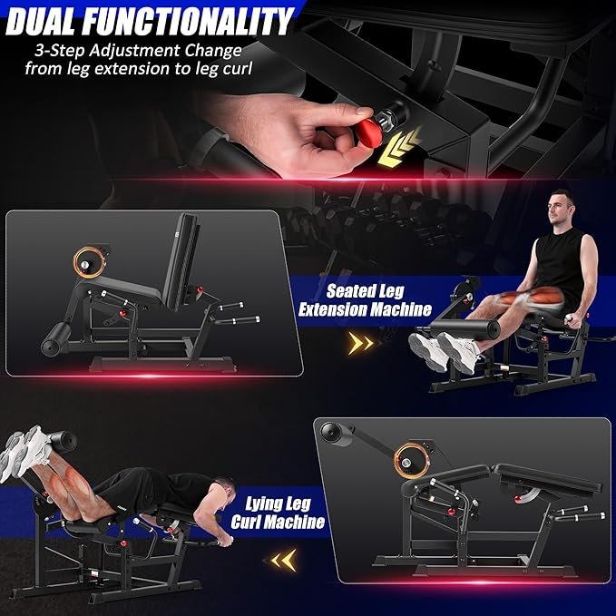 ANCHEER Leg Extension and Curl Machine, Adjustable Leg Curl Machine, Seated Leg Extension and Lying Curl Machine for Home Gym, Leg Workout Equipment with Cable System - Image 4