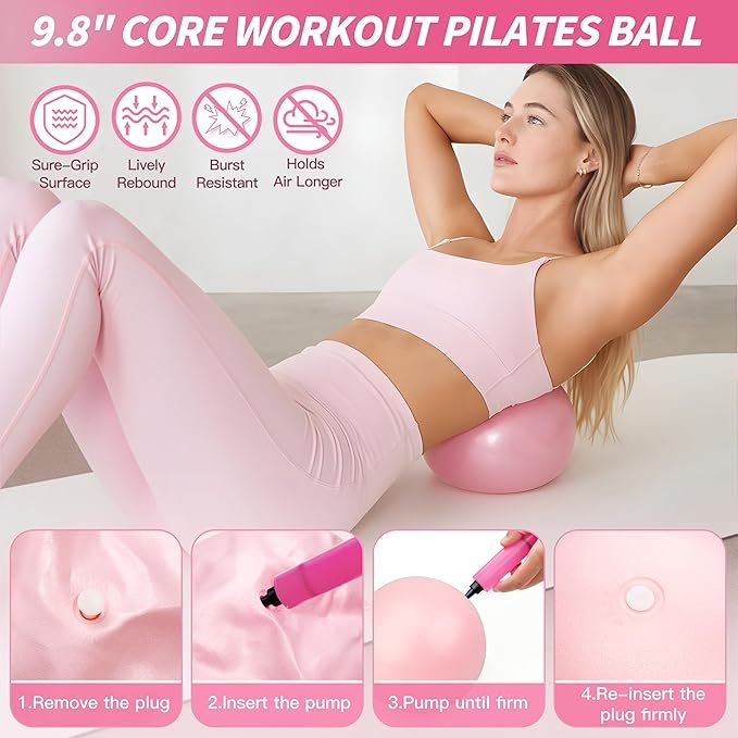 Pilates Kit, Home Pilates Workout Kit for Women, Pilates Equipment with 14.5" Pilates Ring and Ball, Resistance Bands, Ankle Weights, Sliders & Grip Socks Accessories for Starter Home Workouts - Image 3
