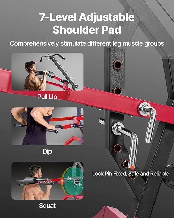 VEVOR Home Gym Equipment, Leverage Gym with 2:1 Ratio LAT Low Row System, Strength Training Machine for Squats Deadlifts Bench Press Bicep Curls, Home Gym Machine, Adjustable Full Body Workout Station - Image 3