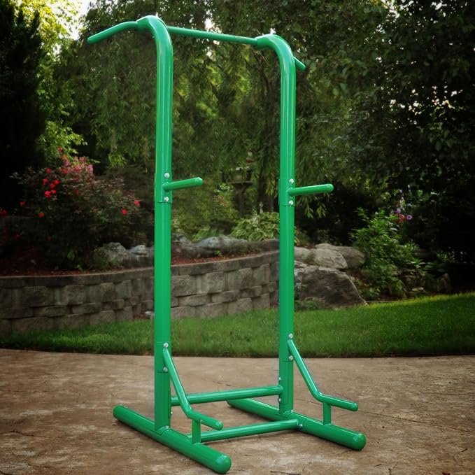 Stamina Pull Up Bar Tower & Dip Station, Free Standing Outdoor Home Gym Equipment, Green - Adjustable and Portable Workout Stand for Calisthenics Body Weight Training - Image 5