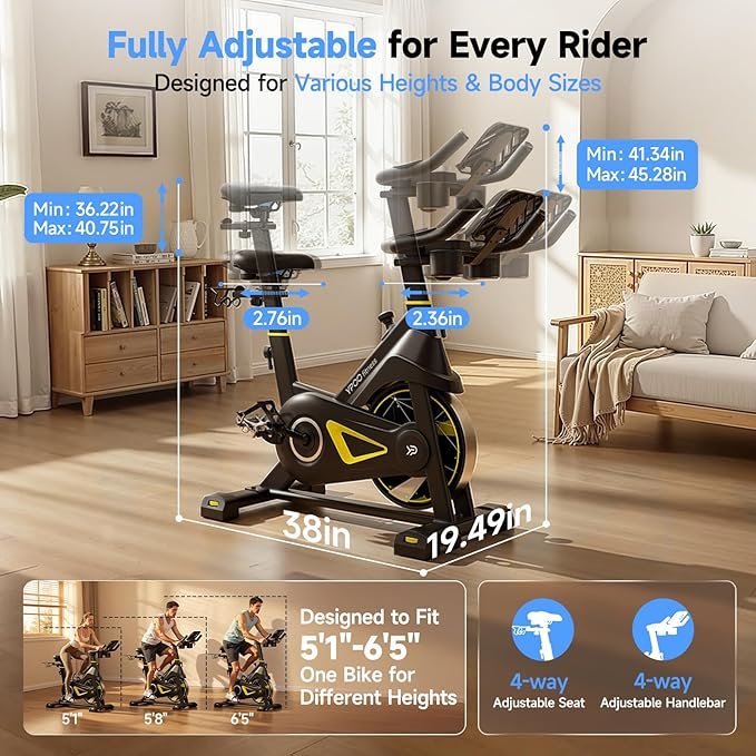 Exercise Bike, Adjustable Magnetic Resistance Stationary Bikes for Home Cardio with Exclusive App, Indoor Bike with 330lbs Weight Capacity Comfortable Seat, Tablet Mount and Fitness Courses - Image 3