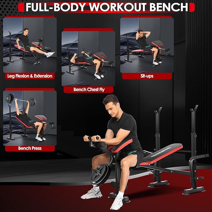 OPPSDECOR 900LBS All in One Weight Bench Set with Squat Rack Adjustable Workout Bench with Leg Developer Preacher Curl Rack Fitness Strength Training Bench for Home Gym - Image 2