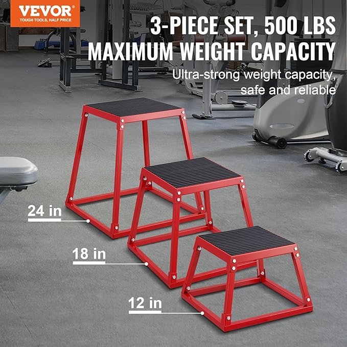 VEVOR Plyometric Jump Box, 18 Inch Plyo Box, Steel Plyometric Platform and Jumping Agility Box, Anti-Slip Fitness Exercise Step Up Box for Home Gym Training, Conditioning Strength Training - Image 5