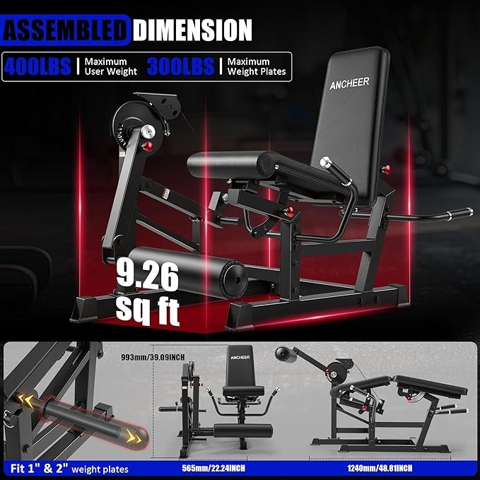 ANCHEER Leg Extension and Curl Machine, Adjustable Leg Curl Machine, Seated Leg Extension and Lying Curl Machine for Home Gym, Leg Workout Equipment with Cable System - Image 2
