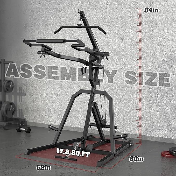 DONOW Leverage Gym Power Rack Squat Rack Lever Gym with LAT Low Row System Home Gym System Workout Station 2:1 Ratio (Without Weight Plates) - Image 4