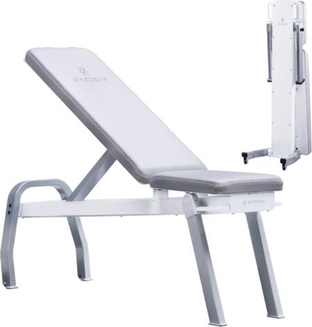 BYZOOM FITNESS Pure Series Foldable Weight Bench for Home Gym – Adjustable Workout Bench with 5 Incline Angles (0°-83°), 550lbs High Capacity, Rapid-Fold Compact Design for Space Saving, White or Black