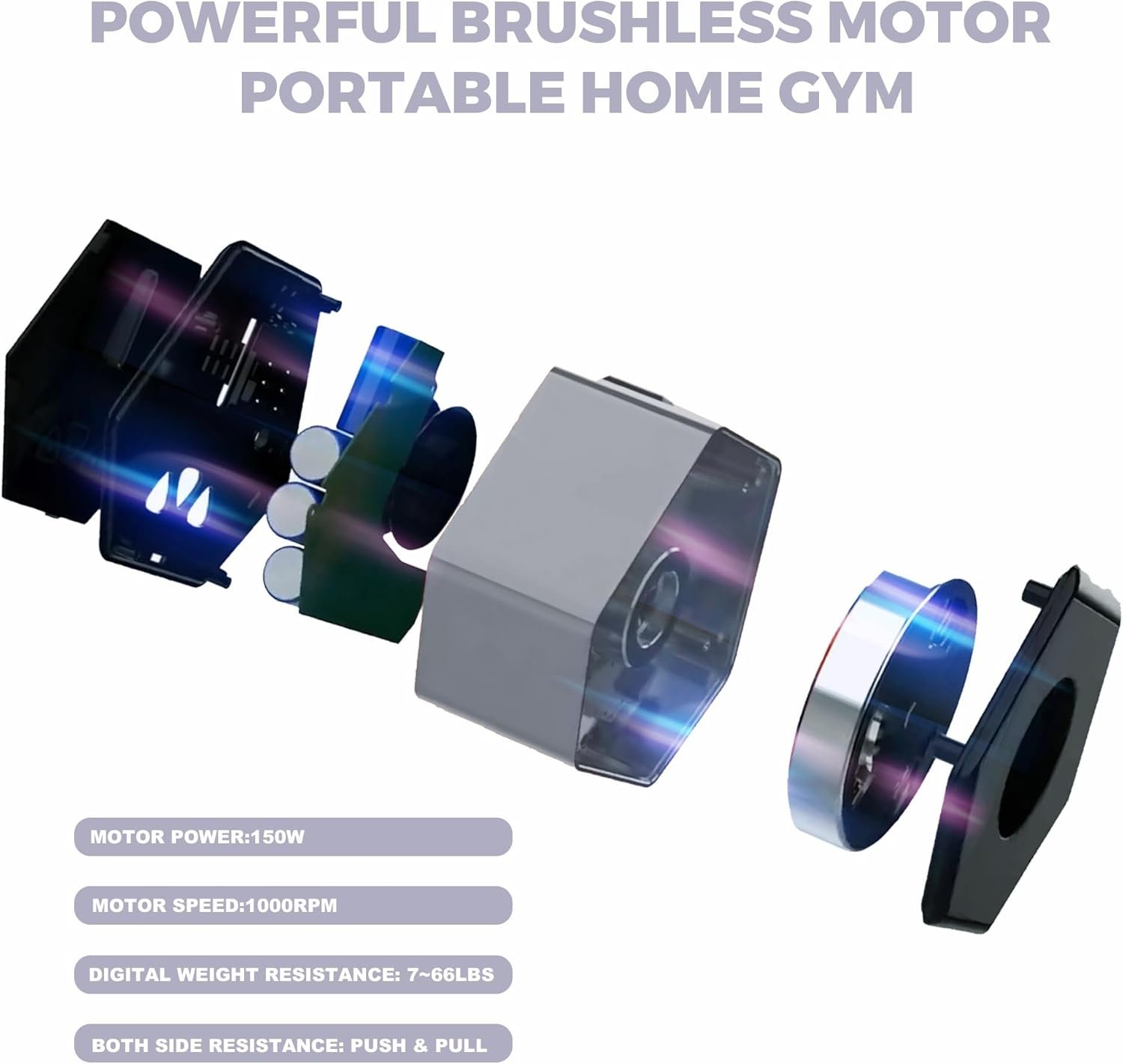 Portable Home Gym, Multifunctional Cable Fitness Machine, Resistance Adjustable Functional Trainer, App & Bluetooth Connection, Full Body Workouts, Fitness Anywhere, Gray - Image 2