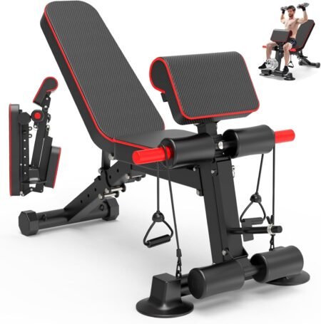 Adjustable Weight Bench - Utility workout Benches for Exercise, Free Installation Design for Portable Fitness Strength Training Equipment at Home Gym