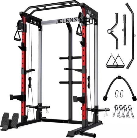 C21 Power Cage, 2000LBS Multi-Function Power Rack with Independent Dual Pulley System, All-in-One Squat Rack for Cable Crossover, Home Gym Workout Machine with More Training Attachments