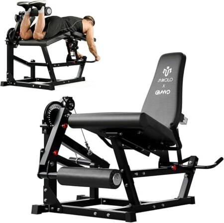 Mikolo Leg Extension and Curl Machine, Adjustable Leg Curl Machine, Seated Leg Extension and Lying Curl Machine for Home Gym, Leg Workout Equipment with Cable System