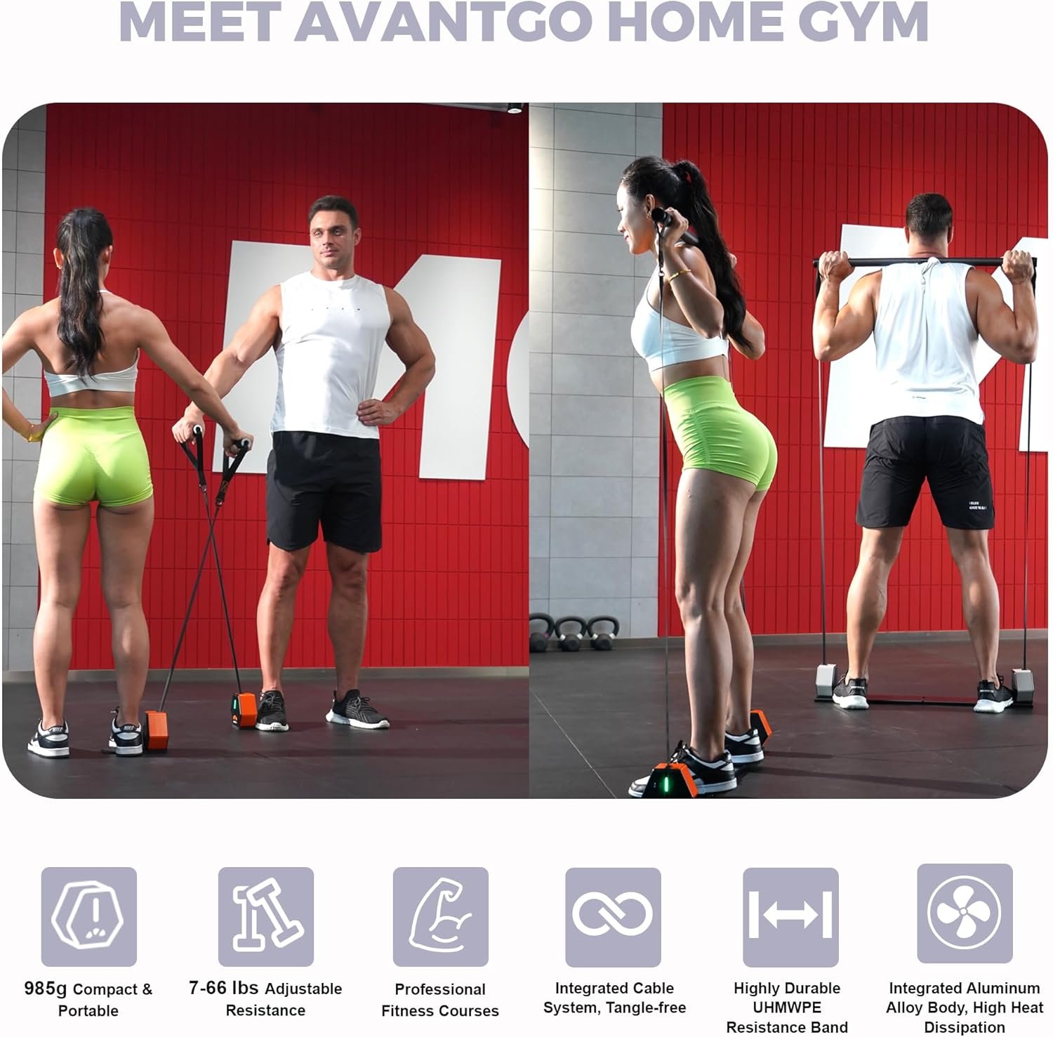 Portable Home Gym, Multifunctional Cable Fitness Machine, Resistance Adjustable Functional Trainer, App & Bluetooth Connection, Full Body Workouts, Fitness Anywhere, Gray - Image 5